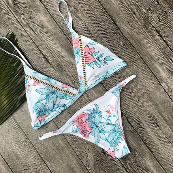 Printed White Bikini