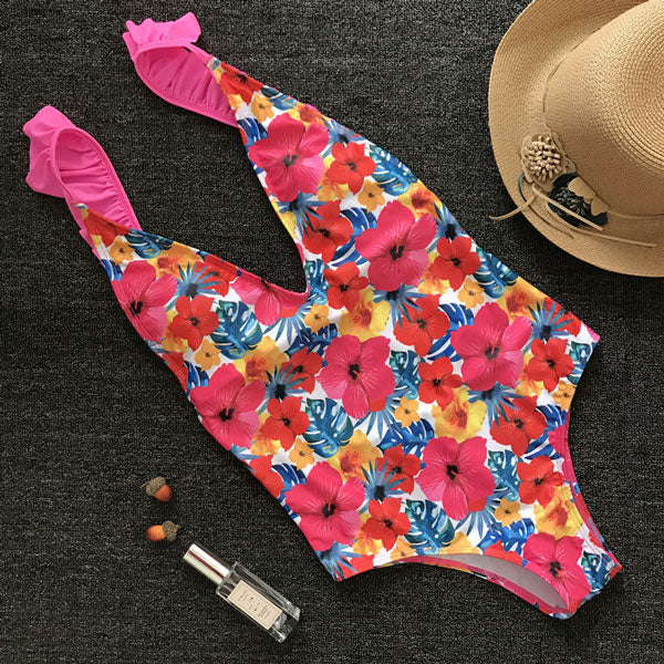 RXRXCOCO Sexy Swimsuit Women Bikini 2019 New Arrival Floral Printed Swimwear Women Summer Bathing Suit Push Up Backless Bodysuit