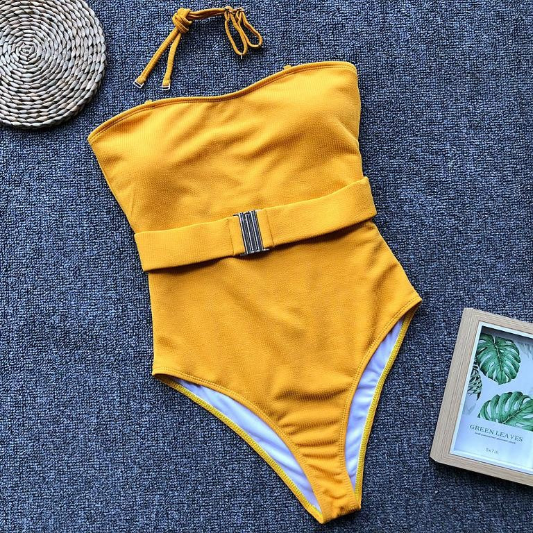 Ribbed Yellow One Piece