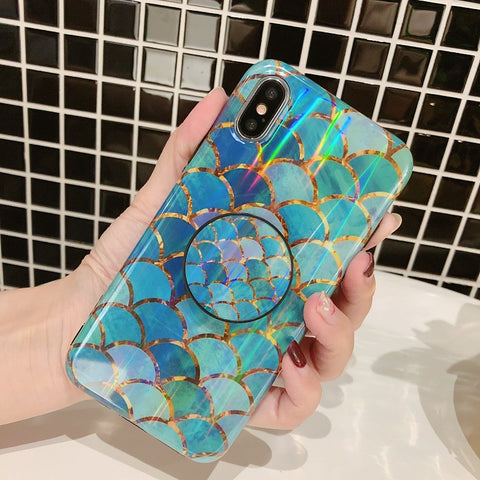 Mermaid Scales Phone Case w/ Pop Stand for iPhones